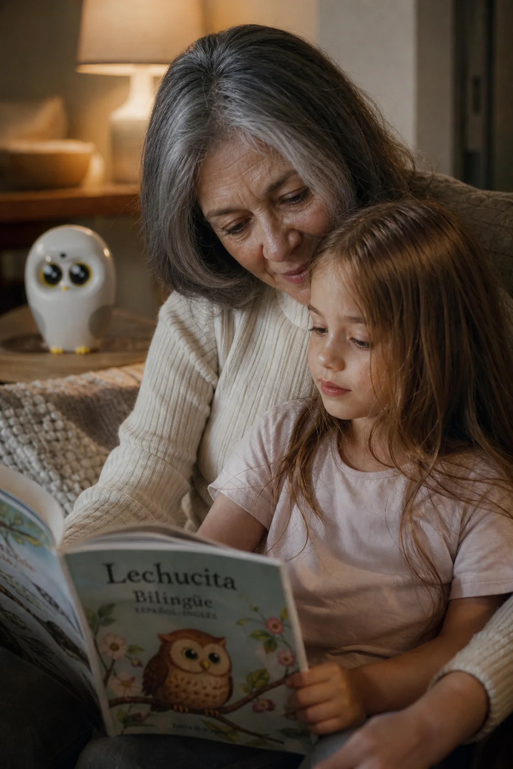 Family reading a heritage language story